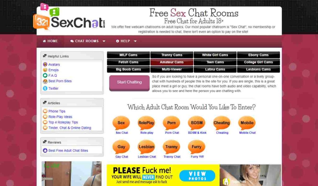 Adult Sex Chat Rooms - 321SexChat & 19+ Best Free Sex Chat Sites Like 321SexChat.com!
