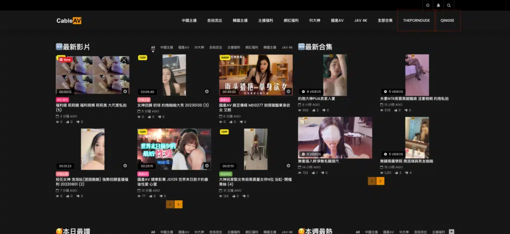 Kinesiske pornosider, Kinesiske pornosider